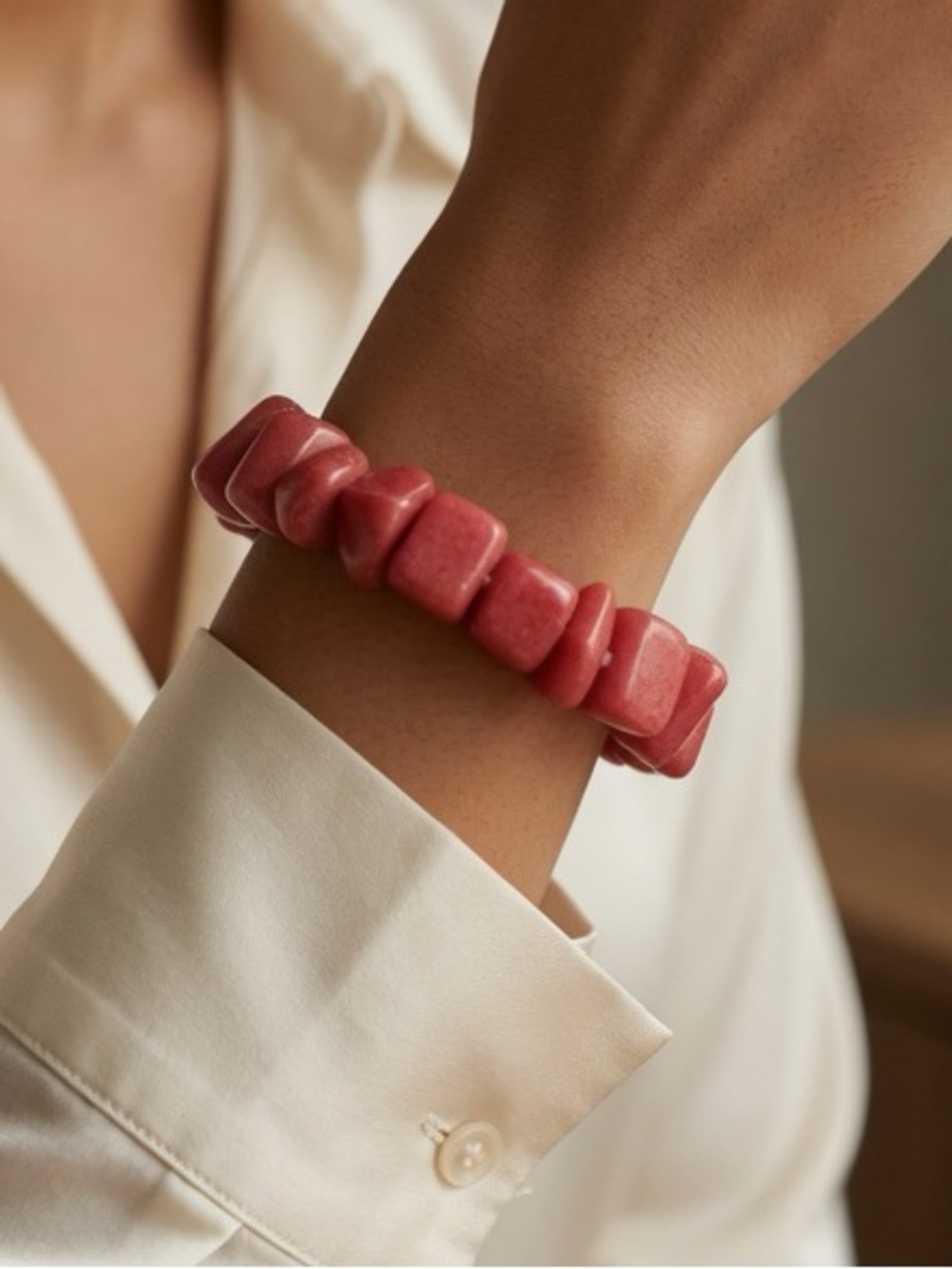 Dyed Red Howlite Stretch Bracelet, Size 6
